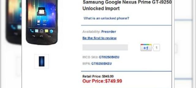 Prețul lui Samsung Nexus Prime dezvăluit - prima precomandă e disponibilă