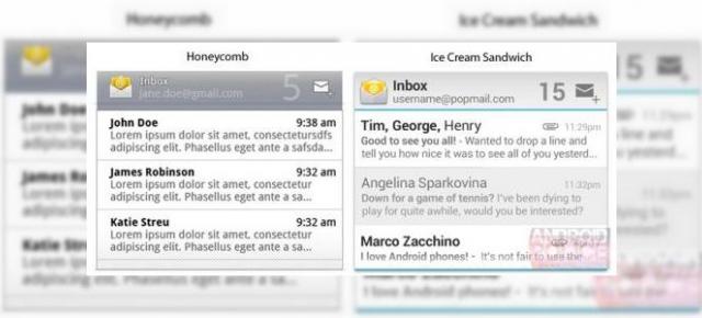 Un crampei din Android Ice Cream Sandwich - iata cum arata widgeturile email si calendar