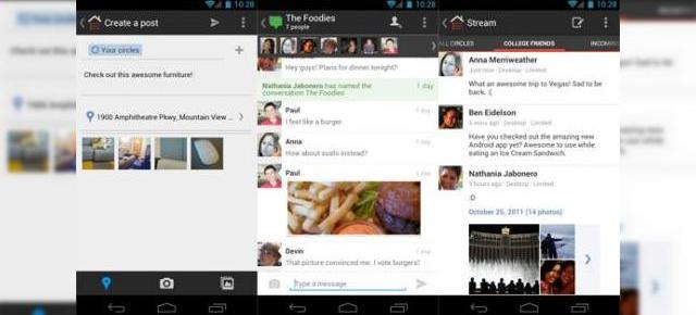 Aplicația Google+ pentru Android primește o actualizare de interfață, amintește de Android 4.0