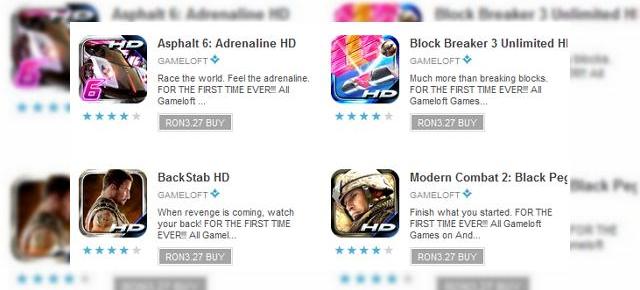 Superofertă de jocuri Gameloft la 99 de cenți În Android Market! Titluri HD incluse! (Video)