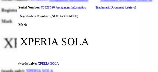 Încă un telefon Sony: Xperia Sola primește trademark-ul În SUA și Europa