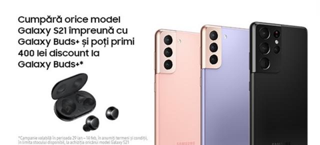 Achiziția lui Samsung Galaxy S21 îți aduce căștile Buds+ pentru doar 149 lei în noua campanie promo Samsung
