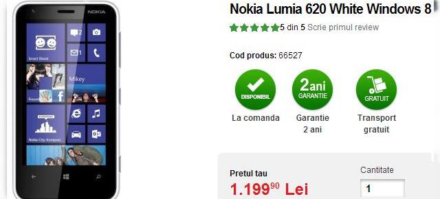 Nokia Lumia 620 disponibil acum la Quickmobile.ro; Windows Phone 8 "cu de toate" la preț bun!