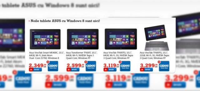 Noile tablete ASUS cu Windows 8/Windows RT ajung la eMAG.ro, cu prețuri bune!