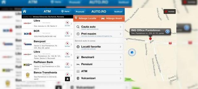 Aplicația Auto.ro permite acum și localizarea bancomatelor