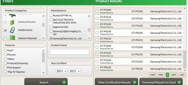 Samsung Galaxy Tab 3 Își face din nou apariția, de această dată În 9 versiuni certificate DLNA