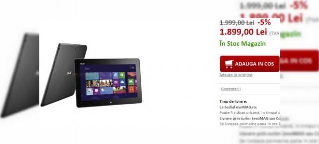 Una dintre cele mai bune oferte de tabletă Windows 8: ASUS VivoTab Smart, la doar 1.899 lei la evoMAG.ro