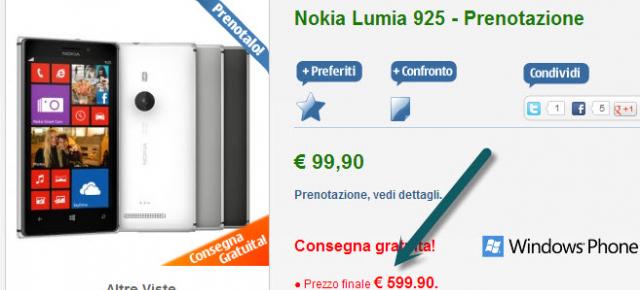Nokia Lumia 925 primește primul preț În Italia: 599.90 euro