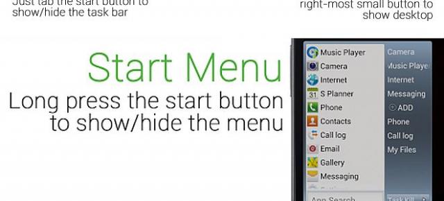 Iată o implementare foarte bună a butonului și meniului aferent - Windows 7 Start pentru Android (Video)