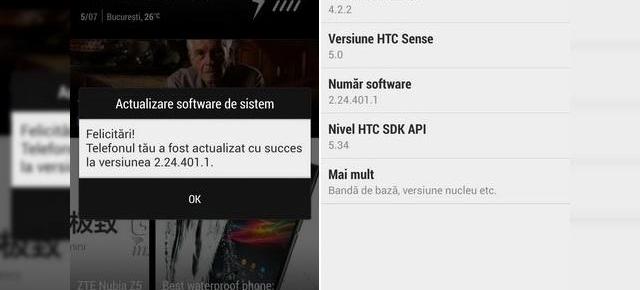 HTC One primește actualizarea OTA la Android 4.2.2 și În România