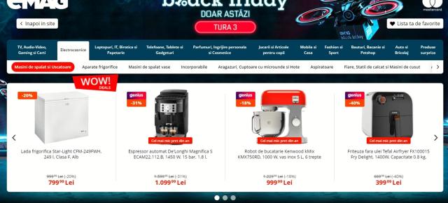 A început Tura 3 de reduceri Black Friday 2021 la eMAG: reduceri la soundbar şi sisteme audio, scaune de gaming, electrocasnice