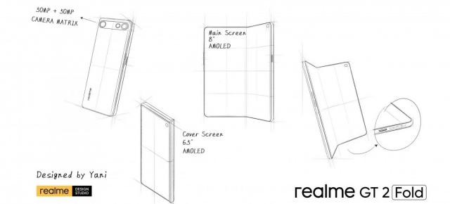 realme GT 2 Fold ar putea primul telefon pliabil realme; Apare în primele schiţe
