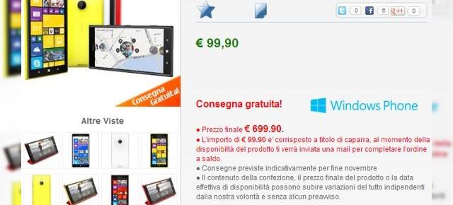 Avem și primele prețuri și precomenzi pentru Nokia Lumia 1520: 699.99 euro În Italia