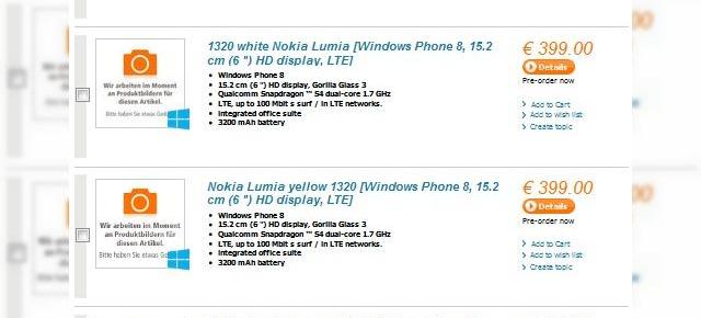 Nokia Lumia 1320 primește primul preț pentru piața europeană: 399 de euro