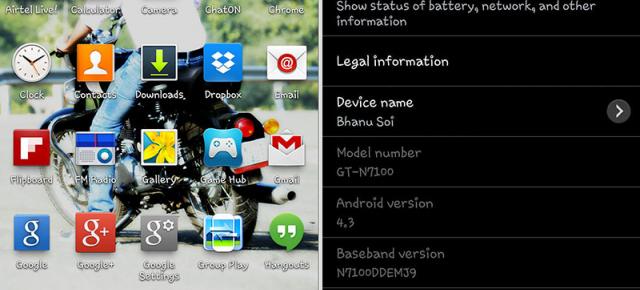 Samsung Galaxy Note II primește Android 4.3 În service-uri, curând și OTA
