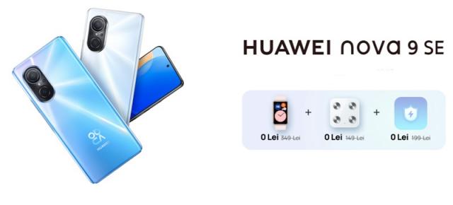 Huawei nova 9 SE în continuare disponibil în super bundle cu garanție ecran 12 luni, Watch Fit cadou, cântar smart cadou și 200 lei extra reducere