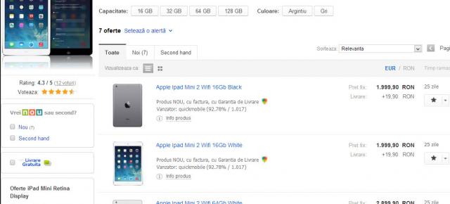 iPad Mini 2/ iPad Mini Retina disponibil acum prin Okazii.ro; Prețurile pornesc de la 1.999 lei!