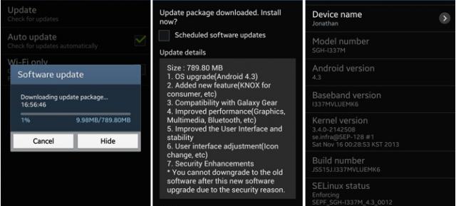 Samsung Galaxy S4 și Galaxy S4 Mini au început să primească Android 4.3 în Canada
