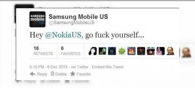 Samsung nu se sfiește să zică "f*ck you Nokia" pe Twitter; Nokia răspunde cu un Înlocuitor pentru Galaxy S4 cel ars