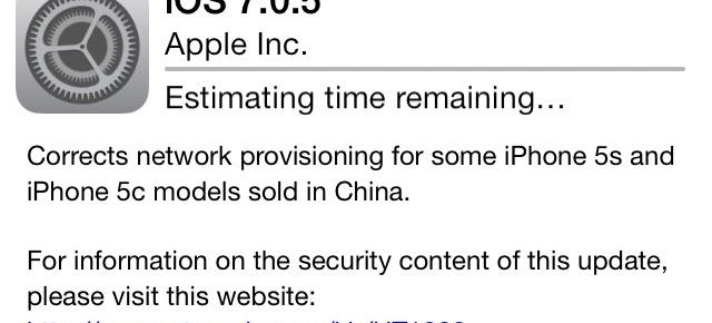 iOS 7.0.5 se prezintă În fapt sub o formă neașteptată - ca un remediu pentru problemele terminalelor cu rețeaua din China