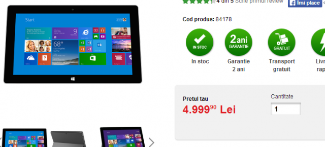 Tableta Microsoft Surface Pro 2 ajunge În România la preț prohibitiv