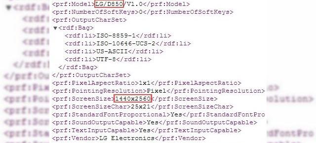 LG G3 (D850) ar putea veni cu un display QHD potrivit unui User Agent Profile scăpat pe site-ul oficial LG