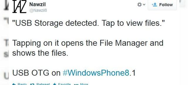Windows Phone 8.1 ar putea veni cu funcția USB on-the-go (OTG)