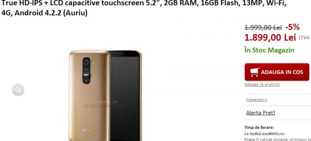 LG G2 auriu acum la preț bun la evoMAG.ro; Arată bine și costă sub 2000 lei!