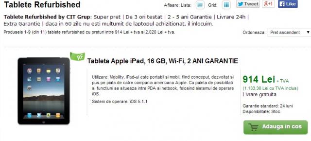 Citgrup.ro oferă tablete iPad recondiționate la prețuri destul de decente plus garanție pe 2 ani