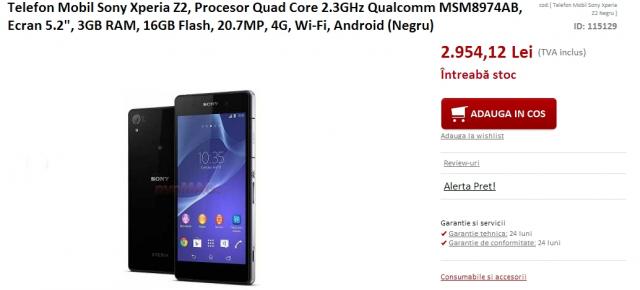 Sony Xperia Z2 ajunge În România prin intermediul retailerului evoMAG.ro