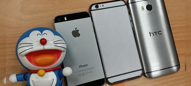 iPhone 6 comparat cu HTC One M8, e mai scurt decât modelul HTC și mult mai subțire