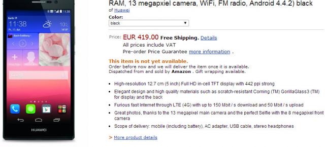 Huawei Ascend P7 primește un preț pentru piața din Europa: 419 euro; Vine În magazine În iunie