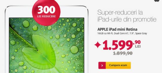 Altex oferă o serie de reduceri speciale pentru tabletele din stoc; Apple iPad Mini Retina disponibilă la un preț de 1.599 lei