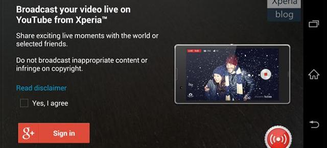 Sony Xperia Z2 suportă streaming direct pe YouTube cu aplicația Live on YouTube