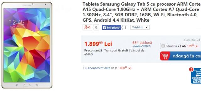 Tabletele Samsung Galaxy Tab S 8.4 și Tab S 10.5 ajung pe eMAG Înainte de lansarea oficială din România ce va avea loc astăzi