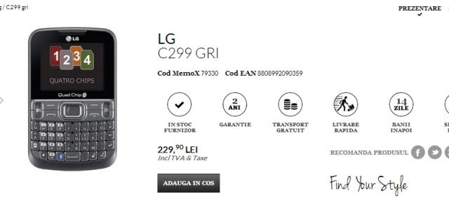 LG C299, terminal quad-SIM disponibil acum În stocul QuickMobile la prețul de 229 lei