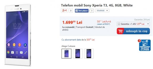 Sony Xperia T3 se regăsește Începând de astăzi și În oferta eMAG, respectiv evoMAG.ro