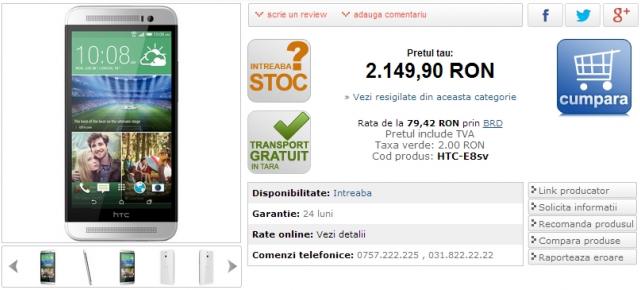 HTC One (E8) ajunge acum și În oferta MarketOnline.ro la un preț de 2.149 lei
