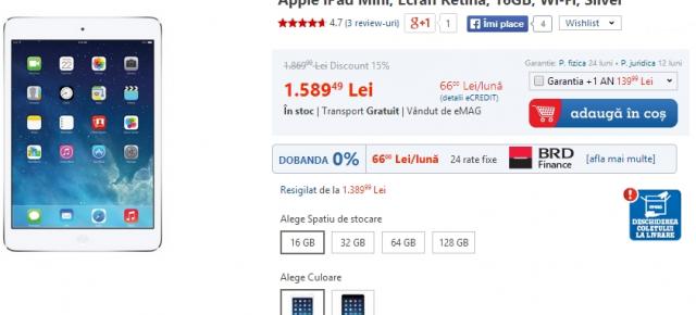 eMAG oferă 15% reducere pentru tabletele iPad Air și iPad Mini Retina