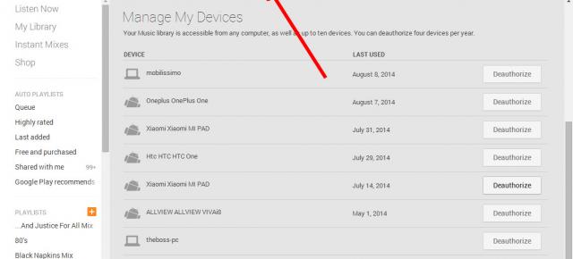 Google Play Music din nou limitat la 4 deautorizari de terminal pe an!