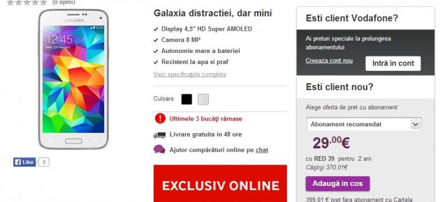 Samsung Galaxy S5 Mini ajunge acum și În oferta Vodafone la un preț de 1.764 lei
