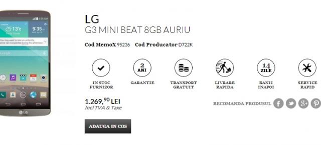 LG G3 Beat (Mini) ajunge acum În România prin Quickmobile.ro la un preț de 1.269 lei