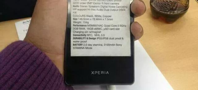 Sony Xperia Z3 Își dezvăluie lista completă de specificații Înainte de IFA 2014