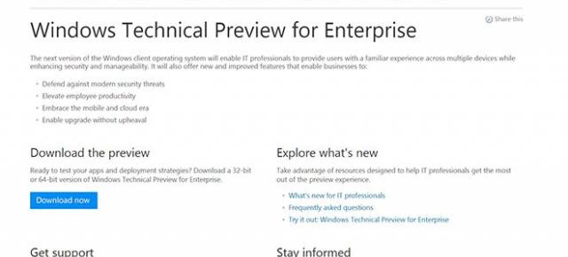 Microsoft anunță semi-oficial numele noului Windows, pe site-ul Technical Preview: Windows TH