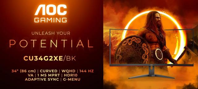AGON by AOC lansează două monitoare ultrawide pentru gaming avansat: CU34G2XEBK și CU34G2XPBK