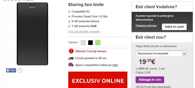 Nokia Lumia 735 poate fi achiziționat Începând de astăzi prin intermediul Vodafone