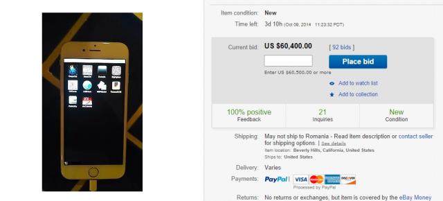 Un prototip iPhone 6 ajunge În cadrul unei licitații pe eBay; prețul depășește suma de 60.000 $
