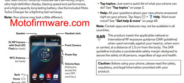 Manualul lui Motorola Droid Turbo ajunge pe web; acesta dezvăluie prezența unei camere foto de 21 megapixeli