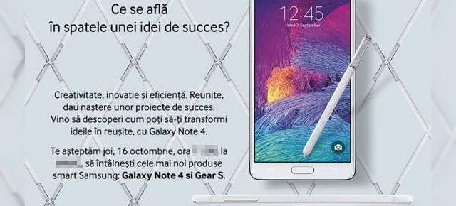 Samsung pregătește lansarea locală a lui Samsung Galaxy Note 4 pentru data de 16 octombrie