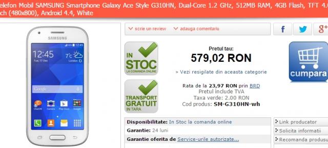 Samsung Galaxy Ace Style și Galaxy Ace 4 LTE disponibile acum prin intermediul MarketOnline.ro
